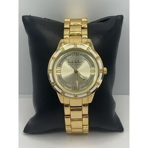 Nicole Miller NY50264001 Womens Gold Stainless Steel Analog Gold Dial Watch LW86